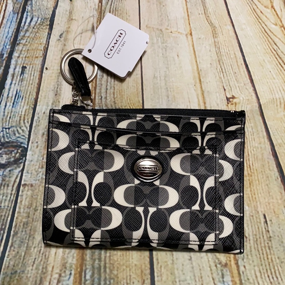 Coach Skinny Wallet Brand New With Tags Black White